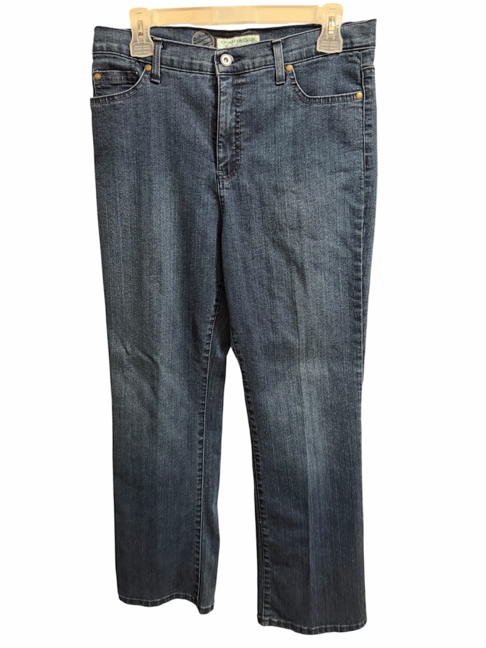 Charter Club Women's Straight Leg Jeans in Dark Blue Wash